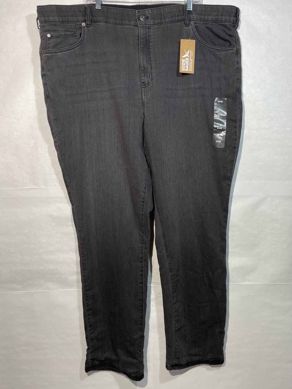 NWT Eddie Bauer Women's 24W Boyfriend Flannel-Lined Charcoal Jeans